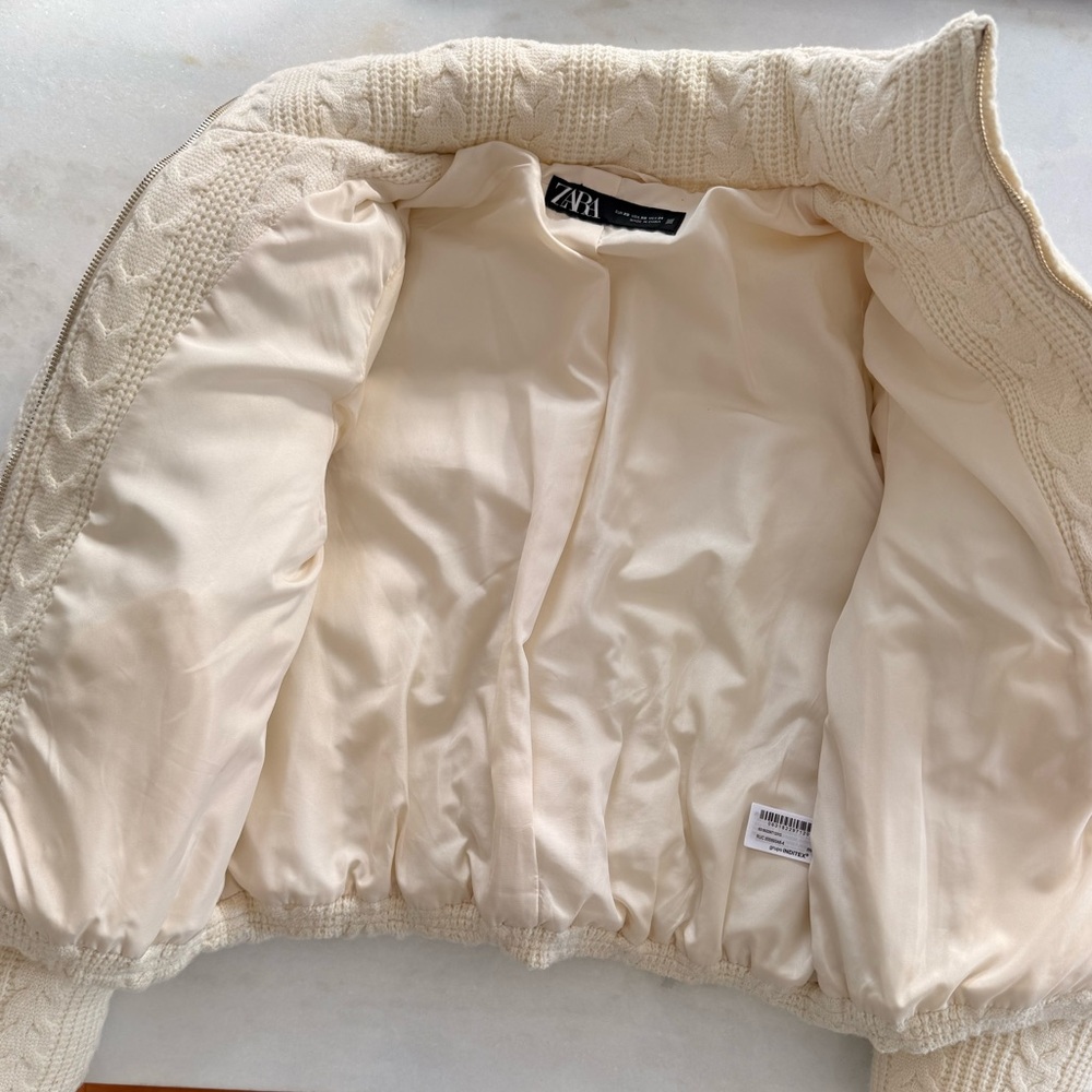 Zara Cream Textured Women's Turtleneck Sweater Jacket - Picture 7 of 9